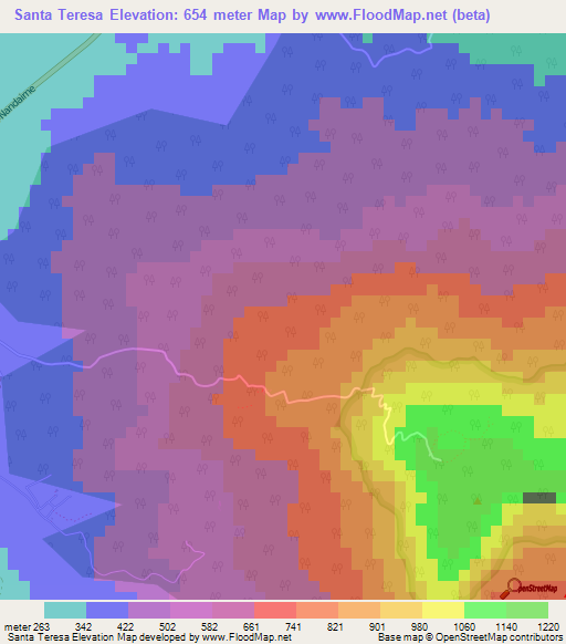 Santa Teresa,Nicaragua Elevation Map