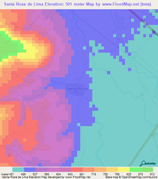 Santa Rosa de Lima,Nicaragua Elevation Map