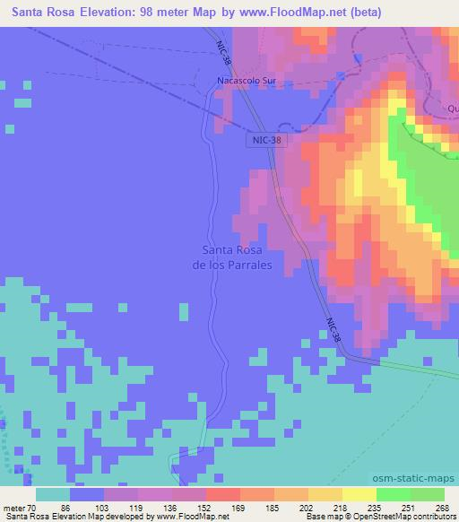 Santa Rosa,Nicaragua Elevation Map