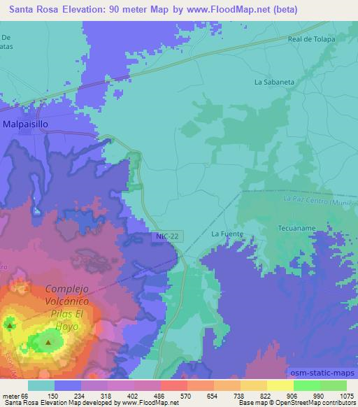 Santa Rosa,Nicaragua Elevation Map