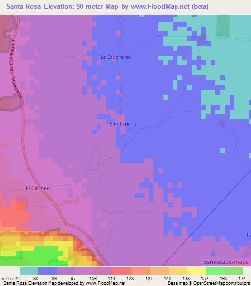 Santa Rosa,Nicaragua Elevation Map