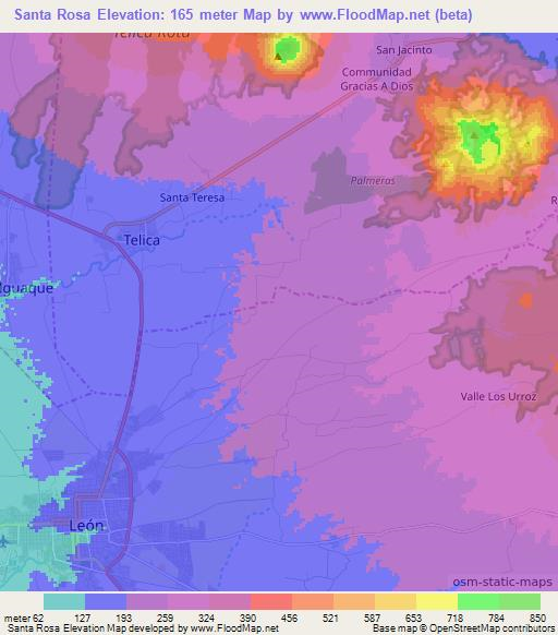 Santa Rosa,Nicaragua Elevation Map