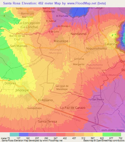 Santa Rosa,Nicaragua Elevation Map