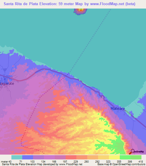 Santa Rita de Plata,Nicaragua Elevation Map