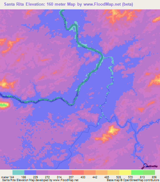 Santa Rita,Nicaragua Elevation Map