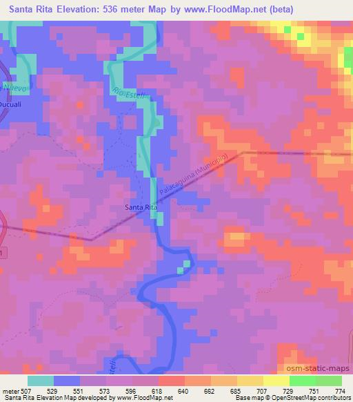Santa Rita,Nicaragua Elevation Map