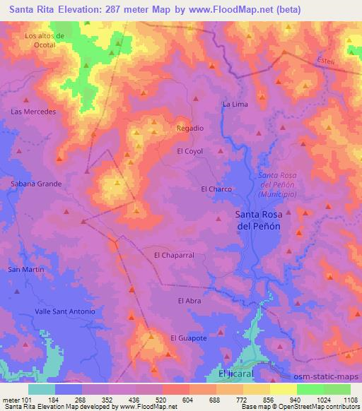 Santa Rita,Nicaragua Elevation Map