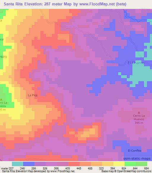 Santa Rita,Nicaragua Elevation Map