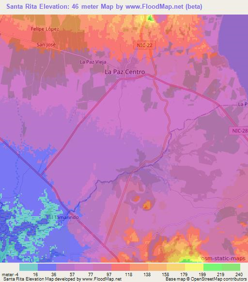 Santa Rita,Nicaragua Elevation Map