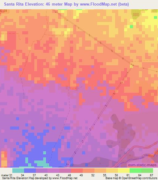 Santa Rita,Nicaragua Elevation Map