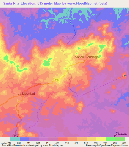 Santa Rita,Nicaragua Elevation Map