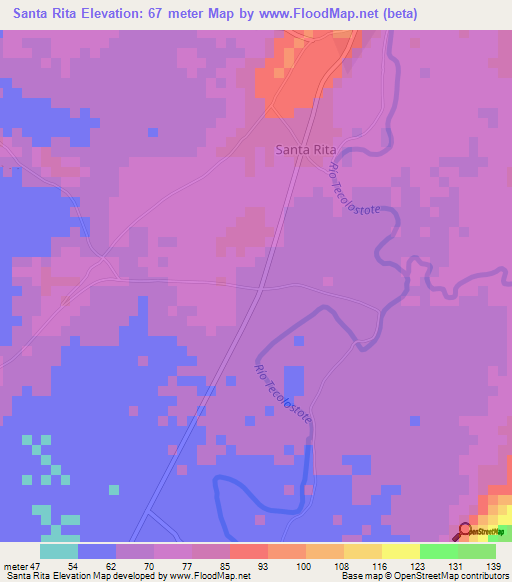 Santa Rita,Nicaragua Elevation Map