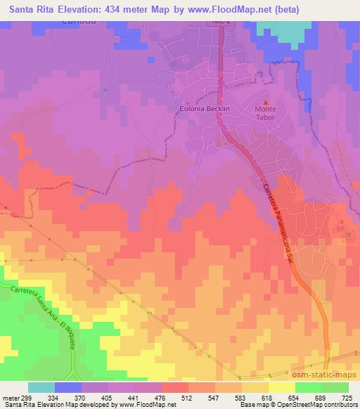 Santa Rita,Nicaragua Elevation Map