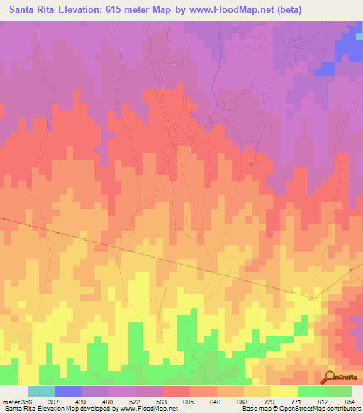 Santa Rita,Nicaragua Elevation Map