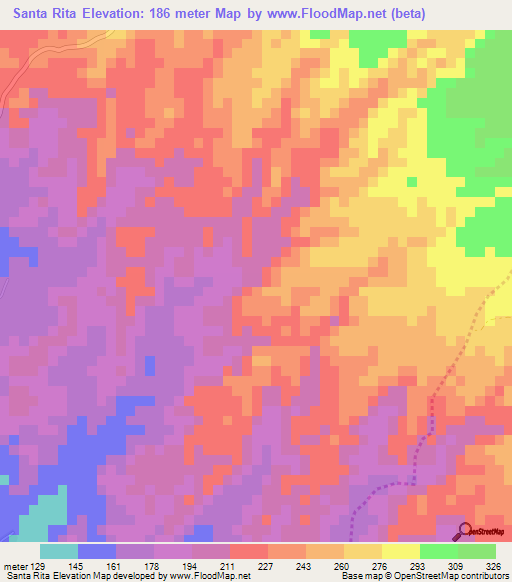 Santa Rita,Nicaragua Elevation Map