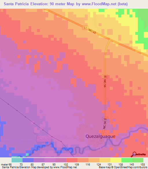 Santa Patricia,Nicaragua Elevation Map
