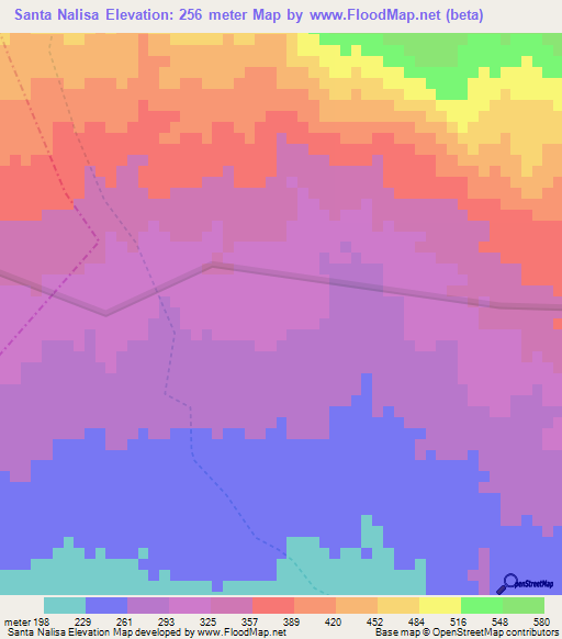 Santa Nalisa,Nicaragua Elevation Map