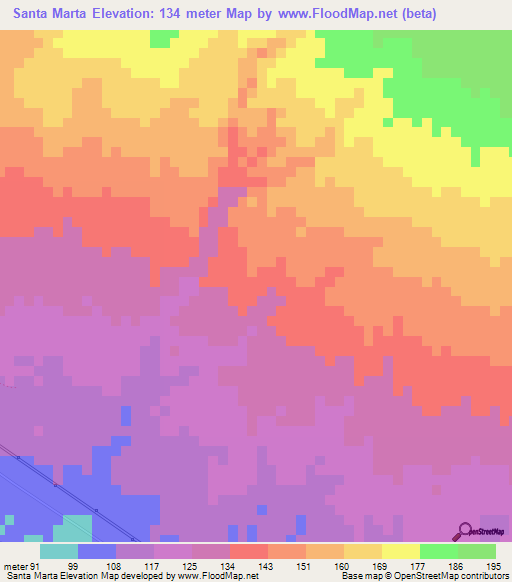 Santa Marta,Nicaragua Elevation Map