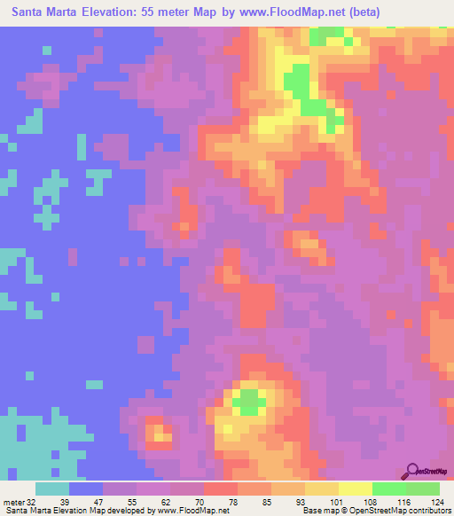 Santa Marta,Nicaragua Elevation Map