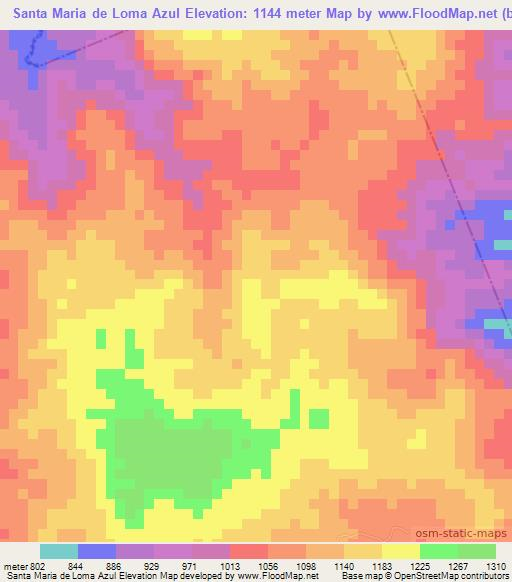 Santa Maria de Loma Azul,Nicaragua Elevation Map