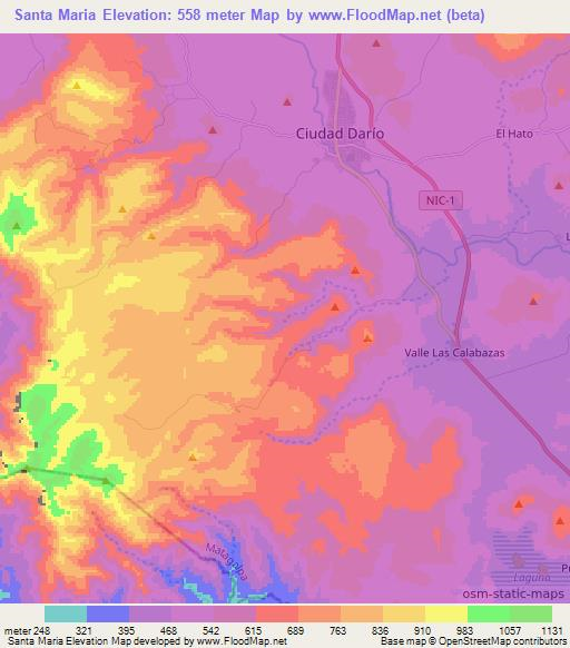 Santa Maria,Nicaragua Elevation Map