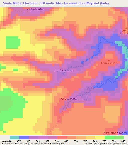 Santa Maria,Nicaragua Elevation Map