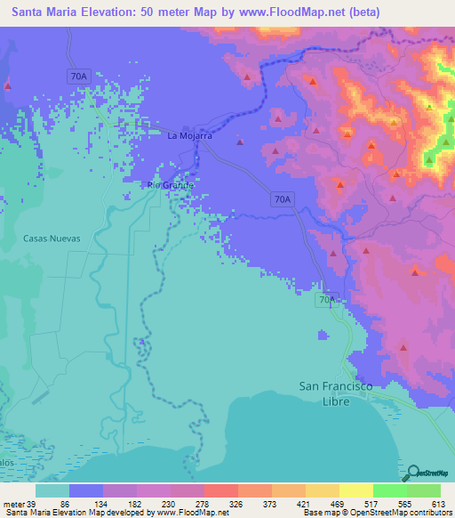 Santa Maria,Nicaragua Elevation Map