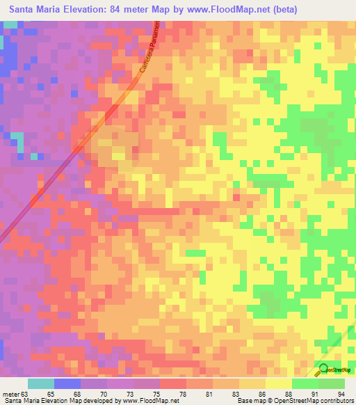 Santa Maria,Nicaragua Elevation Map