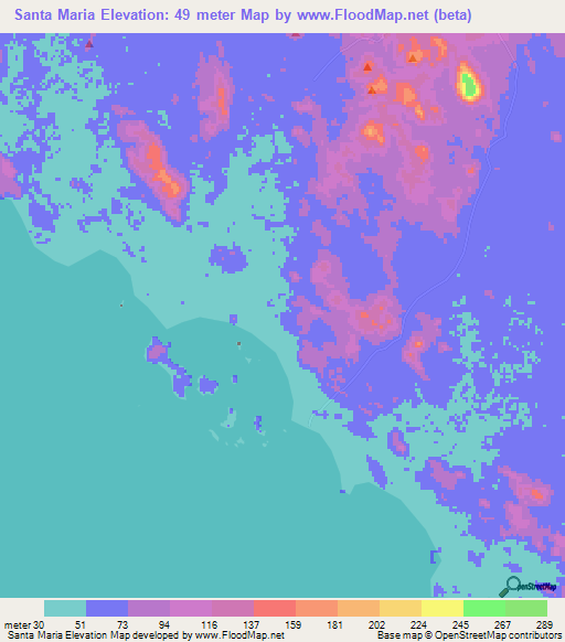 Santa Maria,Nicaragua Elevation Map