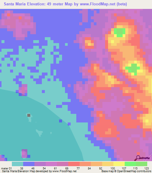Santa Maria,Nicaragua Elevation Map