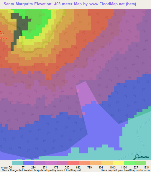 Santa Margarita,Nicaragua Elevation Map