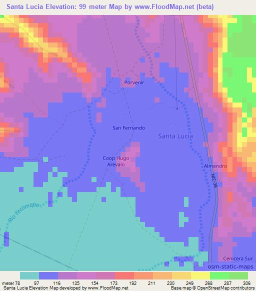 Santa Lucia,Nicaragua Elevation Map