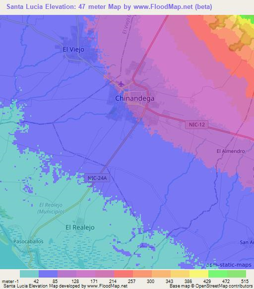 Santa Lucia,Nicaragua Elevation Map