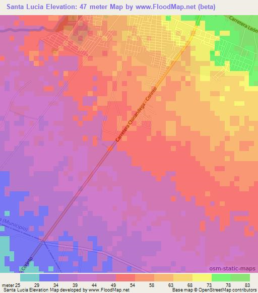 Santa Lucia,Nicaragua Elevation Map