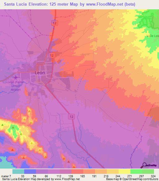 Santa Lucia,Nicaragua Elevation Map