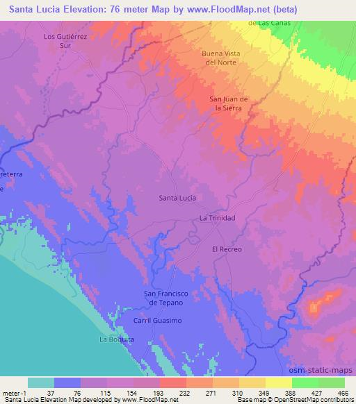 Santa Lucia,Nicaragua Elevation Map