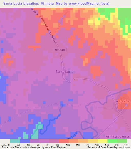 Santa Lucia,Nicaragua Elevation Map