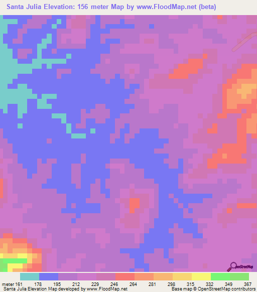 Santa Julia,Nicaragua Elevation Map