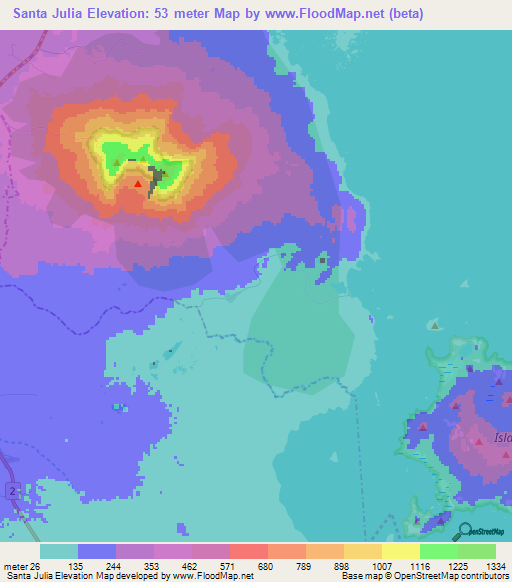 Santa Julia,Nicaragua Elevation Map