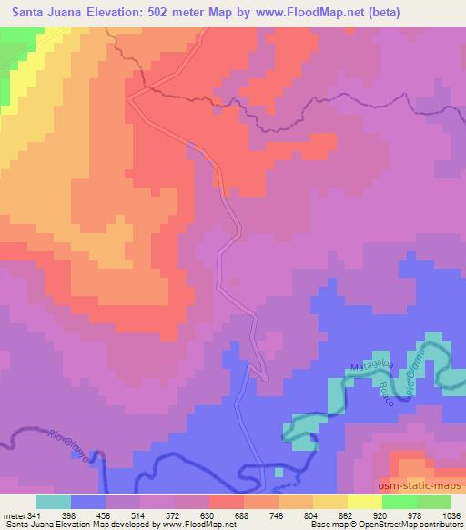 Santa Juana,Nicaragua Elevation Map