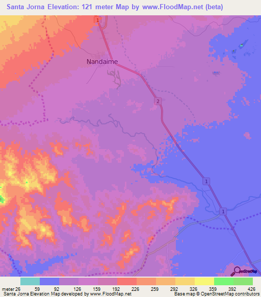 Santa Jorna,Nicaragua Elevation Map
