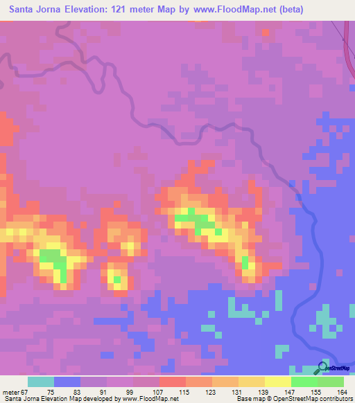 Santa Jorna,Nicaragua Elevation Map