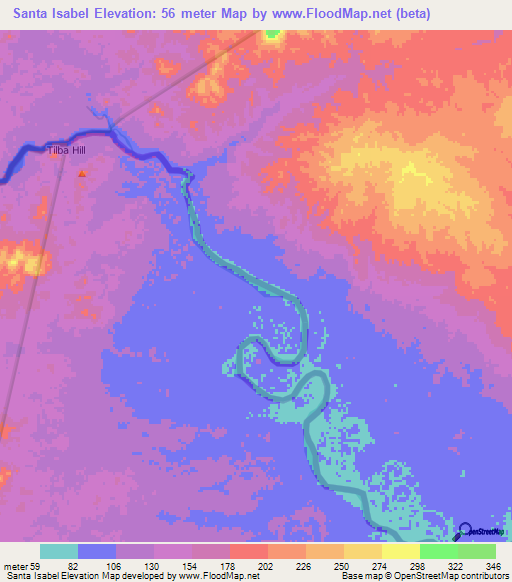 Santa Isabel,Nicaragua Elevation Map