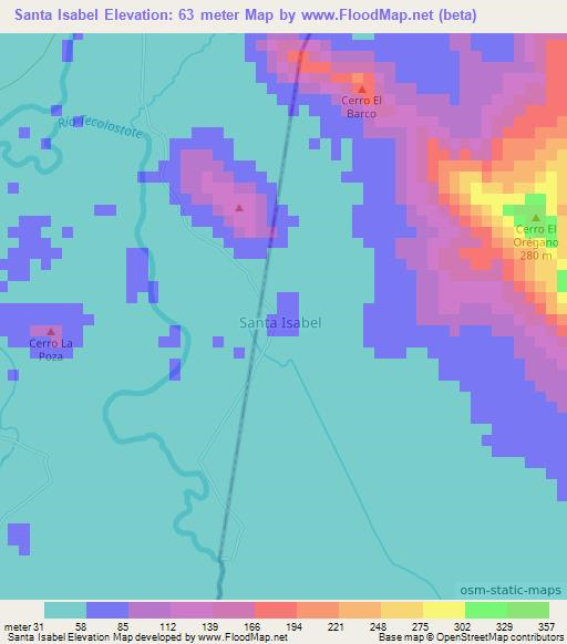 Santa Isabel,Nicaragua Elevation Map