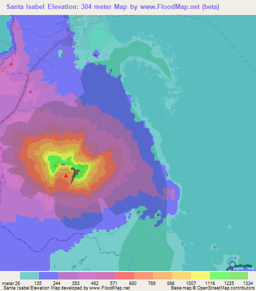 Santa Isabel,Nicaragua Elevation Map