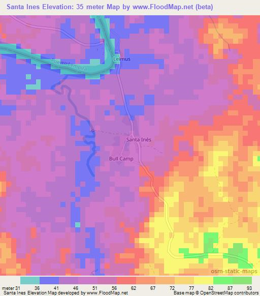 Santa Ines,Nicaragua Elevation Map