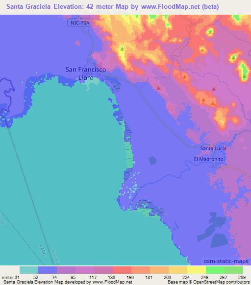 Santa Graciela,Nicaragua Elevation Map