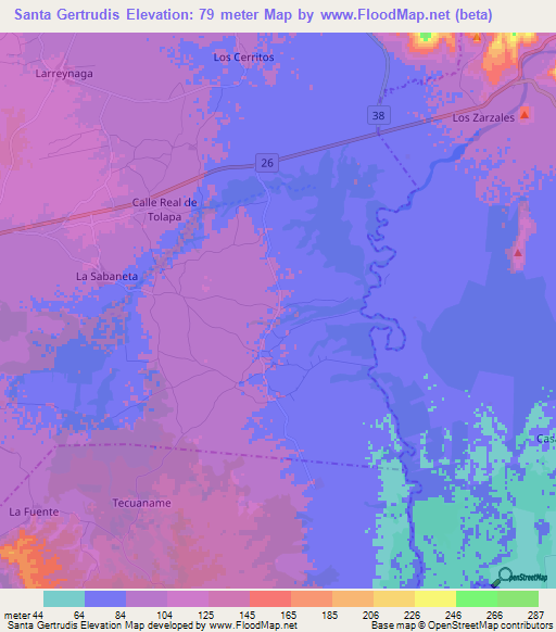 Santa Gertrudis,Nicaragua Elevation Map