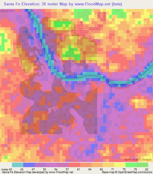 Santa Fe,Nicaragua Elevation Map