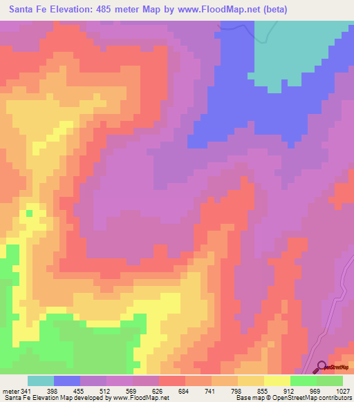 Santa Fe,Nicaragua Elevation Map